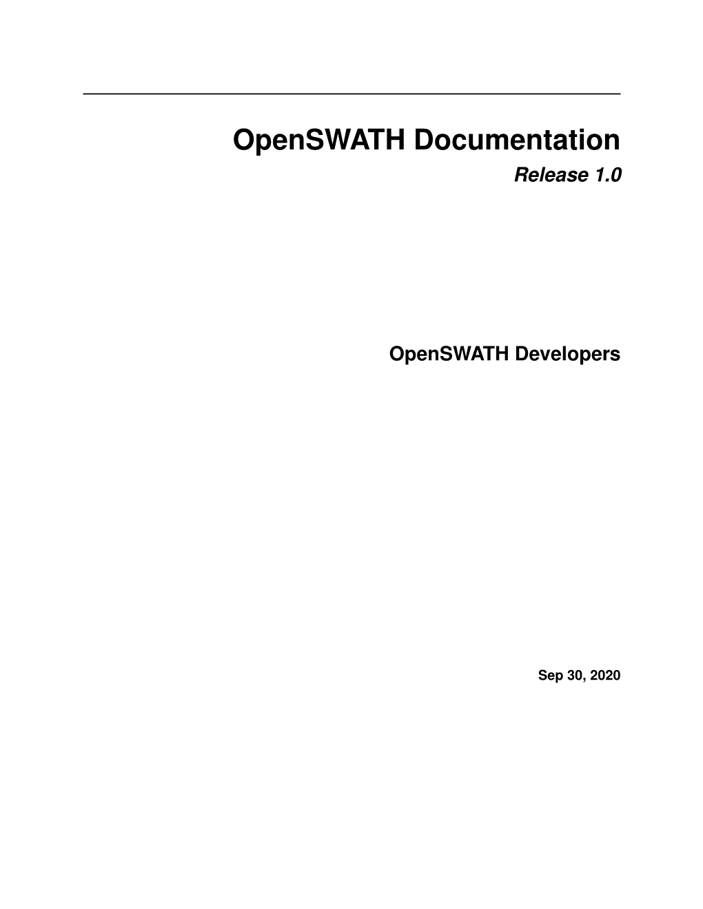 Openswath Documentation Release 1.0