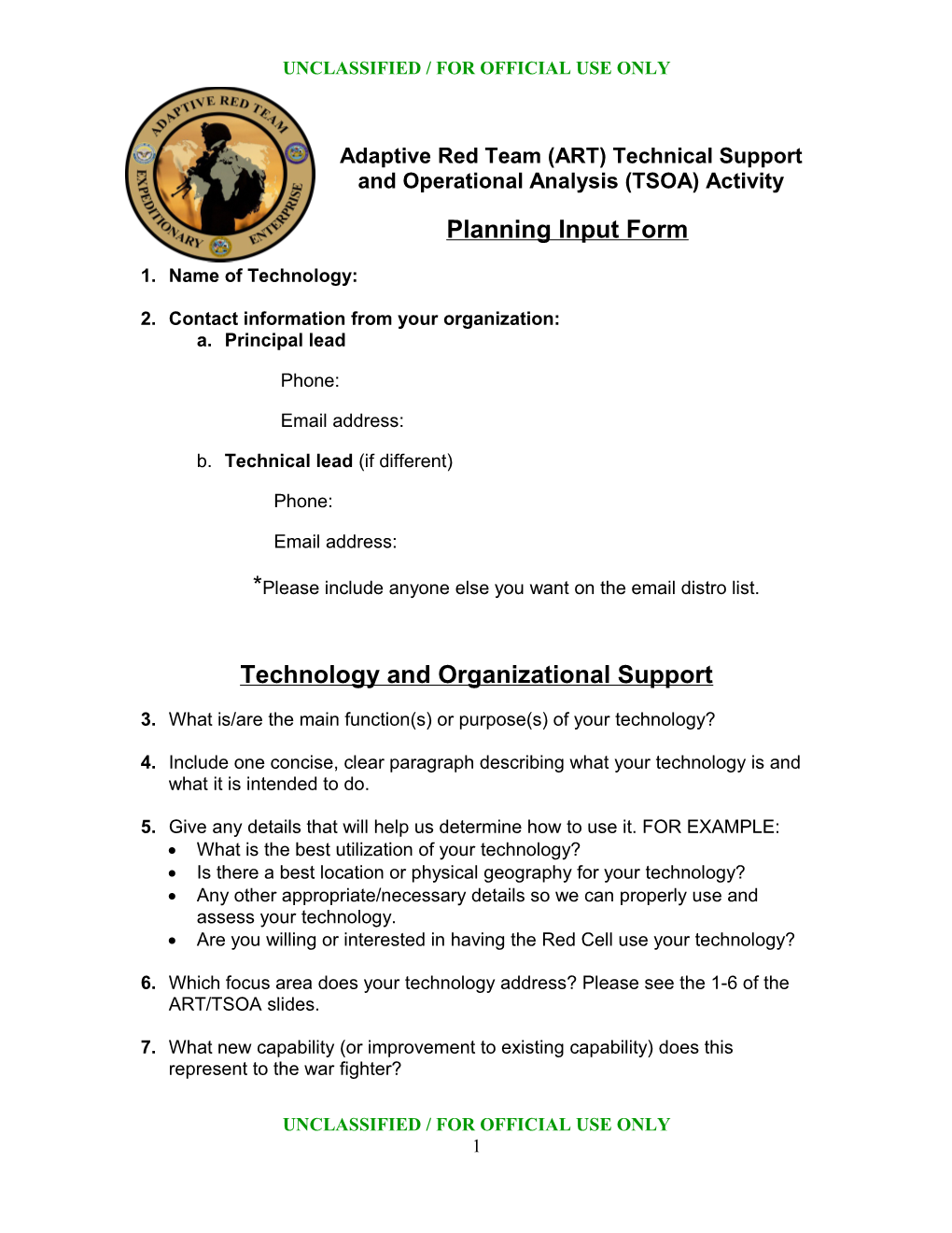 USSOCOM-NPS Field Experimentation Cooperative