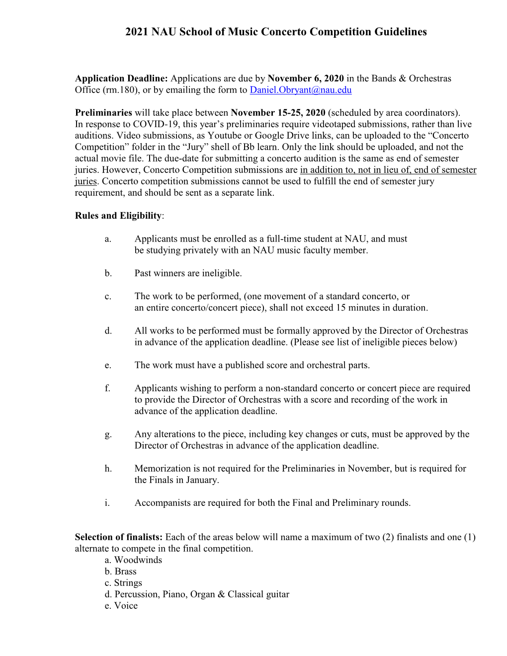 2021 NAU School of Music Concerto Competition Guidelines