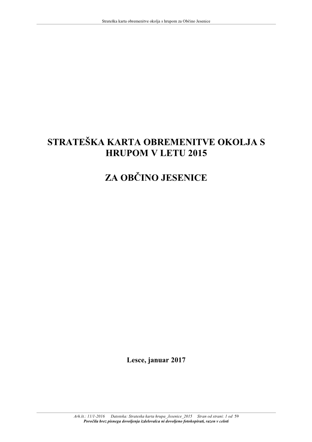 Strateška Karta Hrupa Jesenice 2015