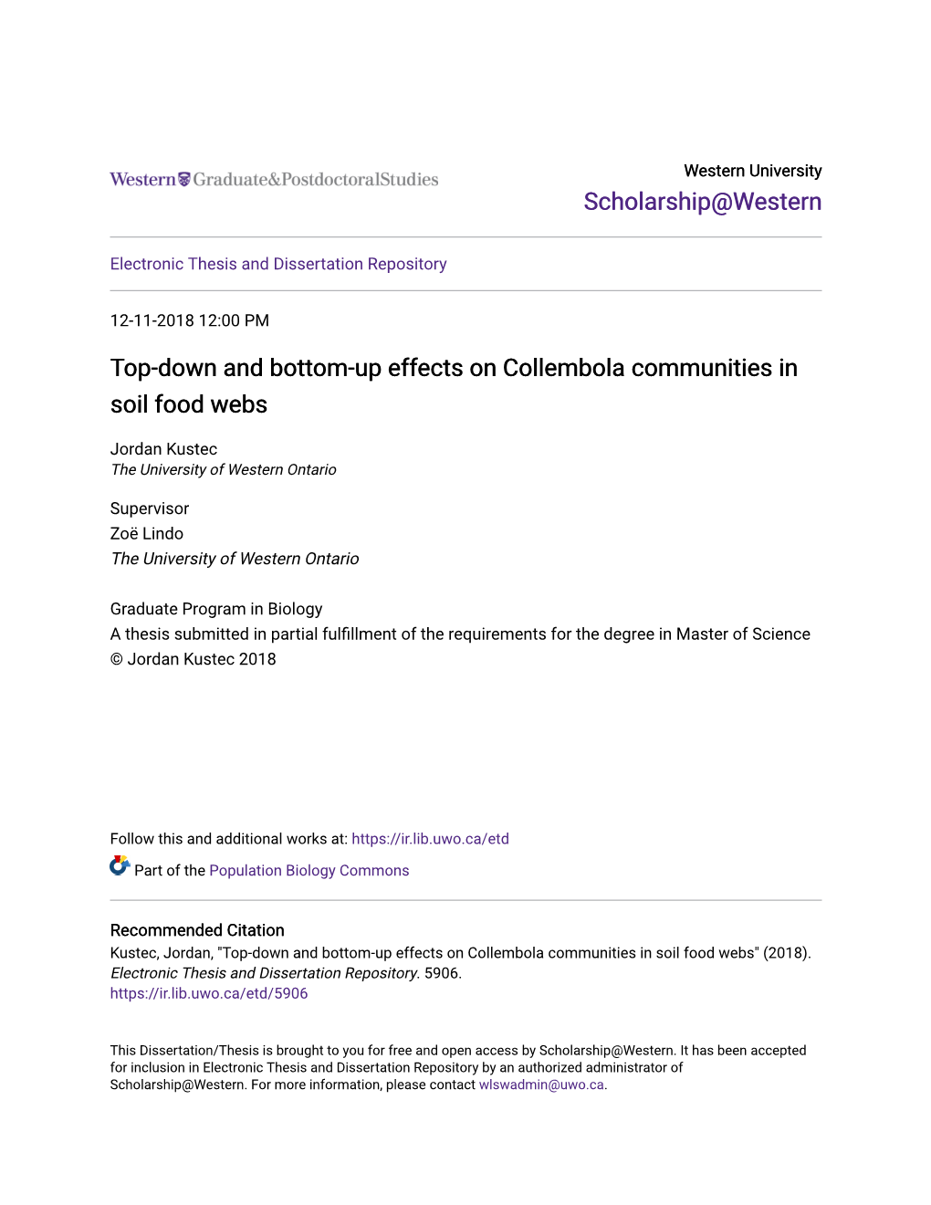 Top-Down and Bottom-Up Effects on Collembola Communities in Soil Food Webs