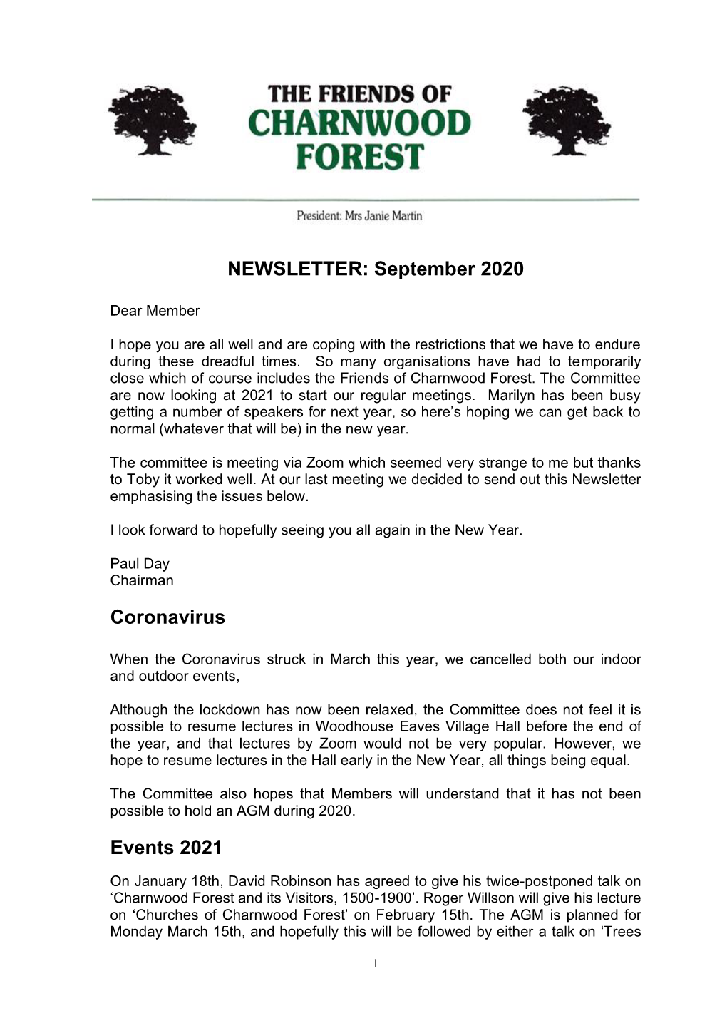 NEWSLETTER: September 2020