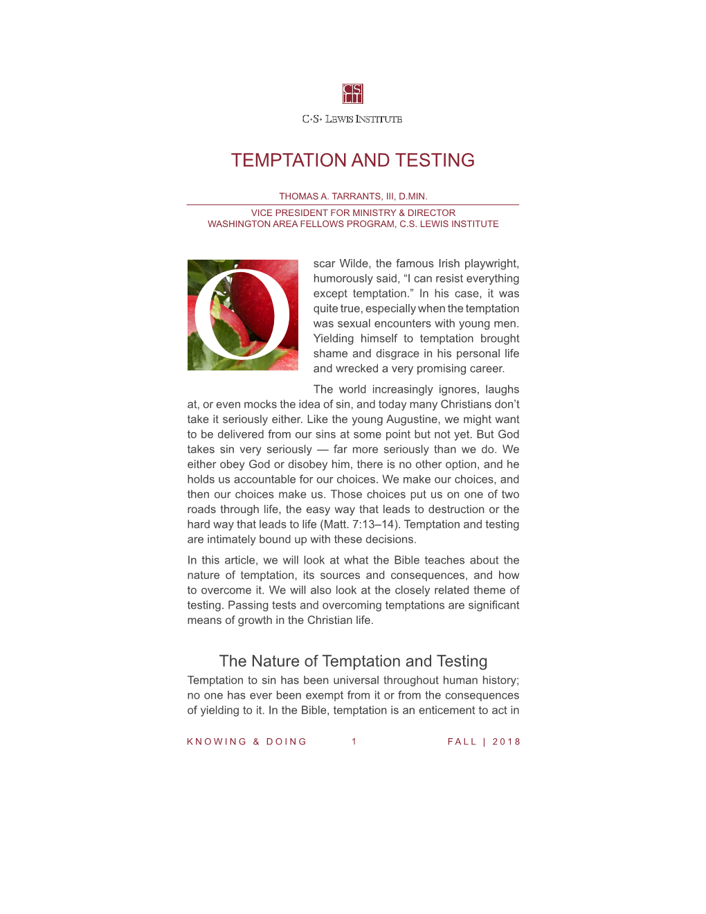 Temptation and Testing Thomas A