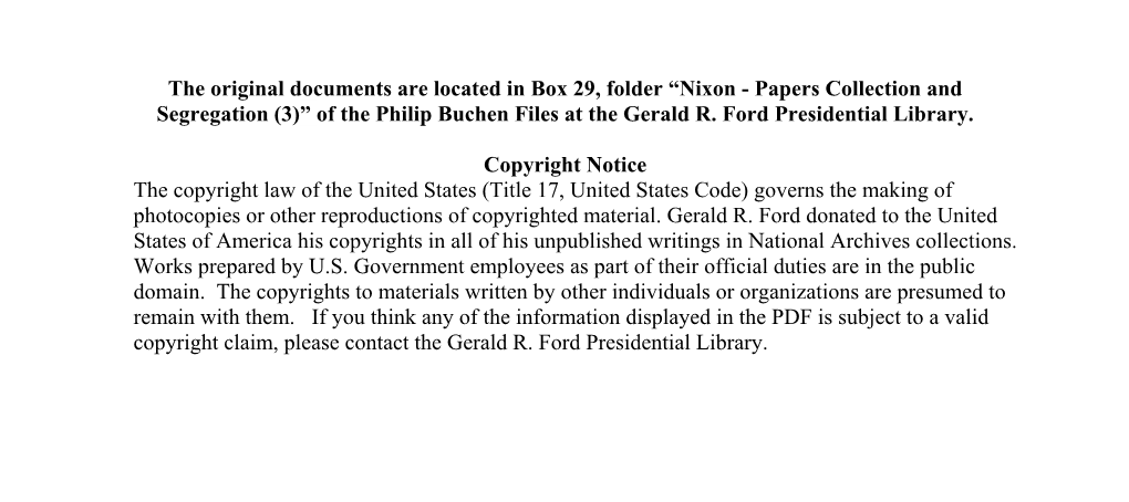 Nixon - Papers Collection and Segregation (3)” of the Philip Buchen Files at the Gerald R