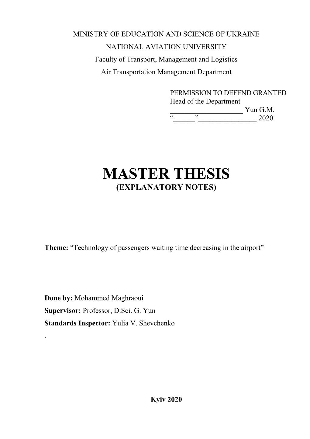 Master Thesis (Explanatory Notes)
