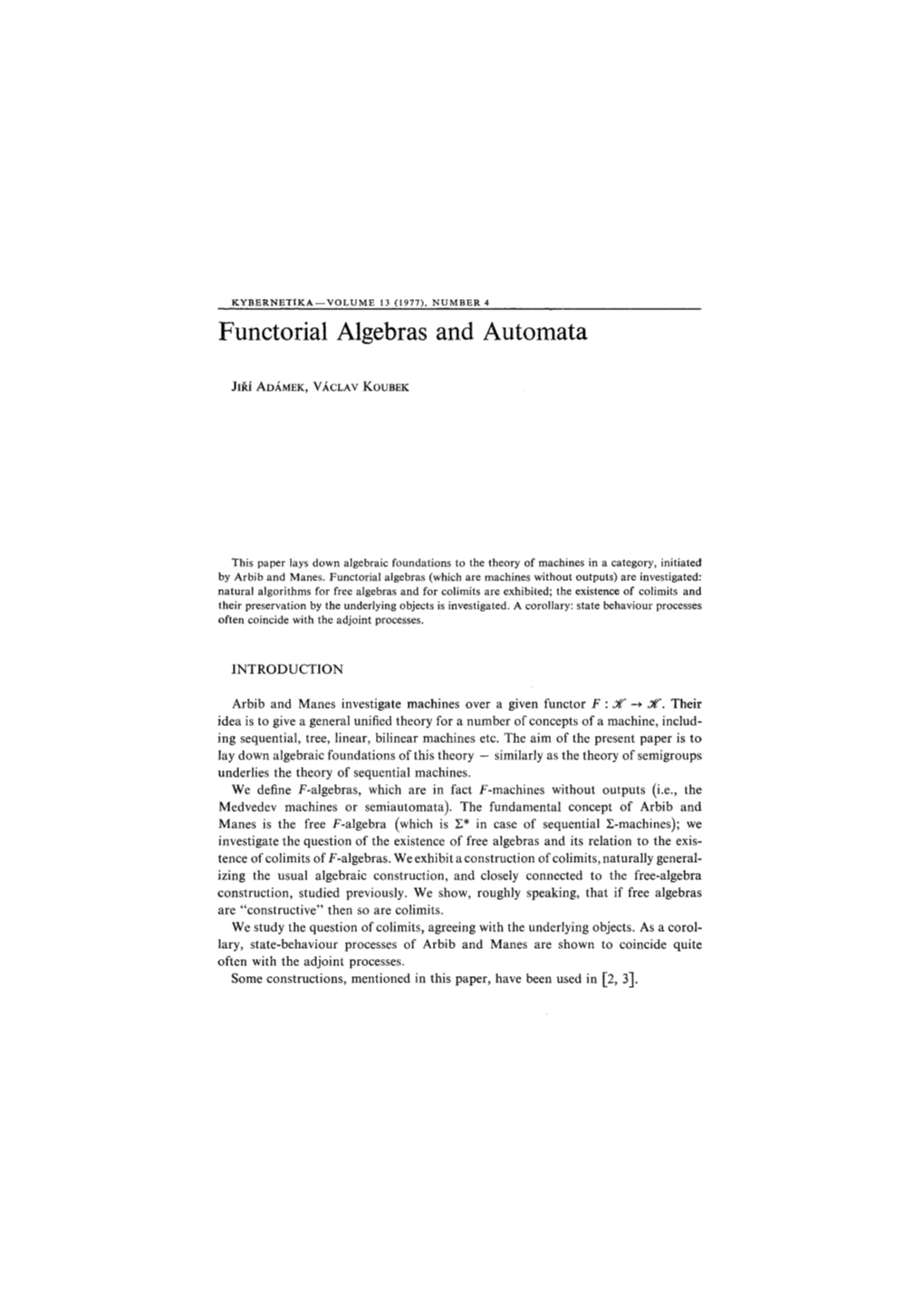 Functorial Algebras and Automata