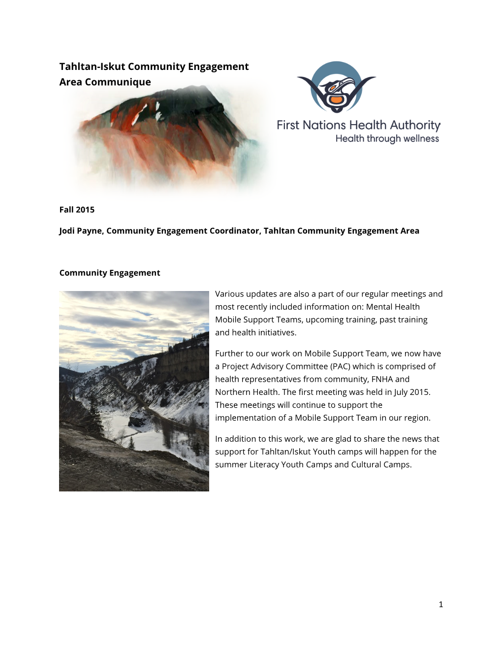 Tahltan-Iskut Community Engagement Area Communique