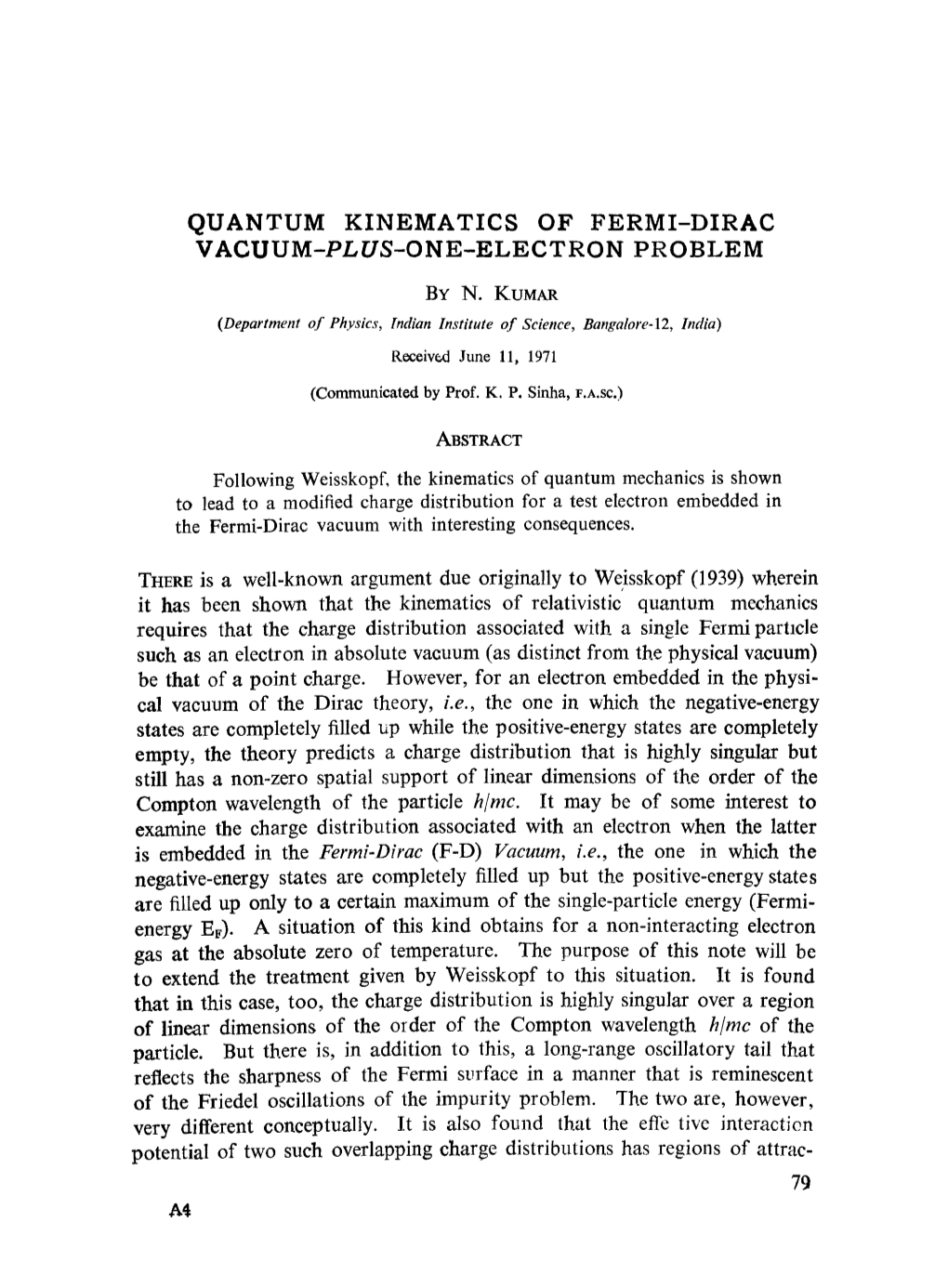 Quantum Kinematics of Fermi-Dirac Vacuum
