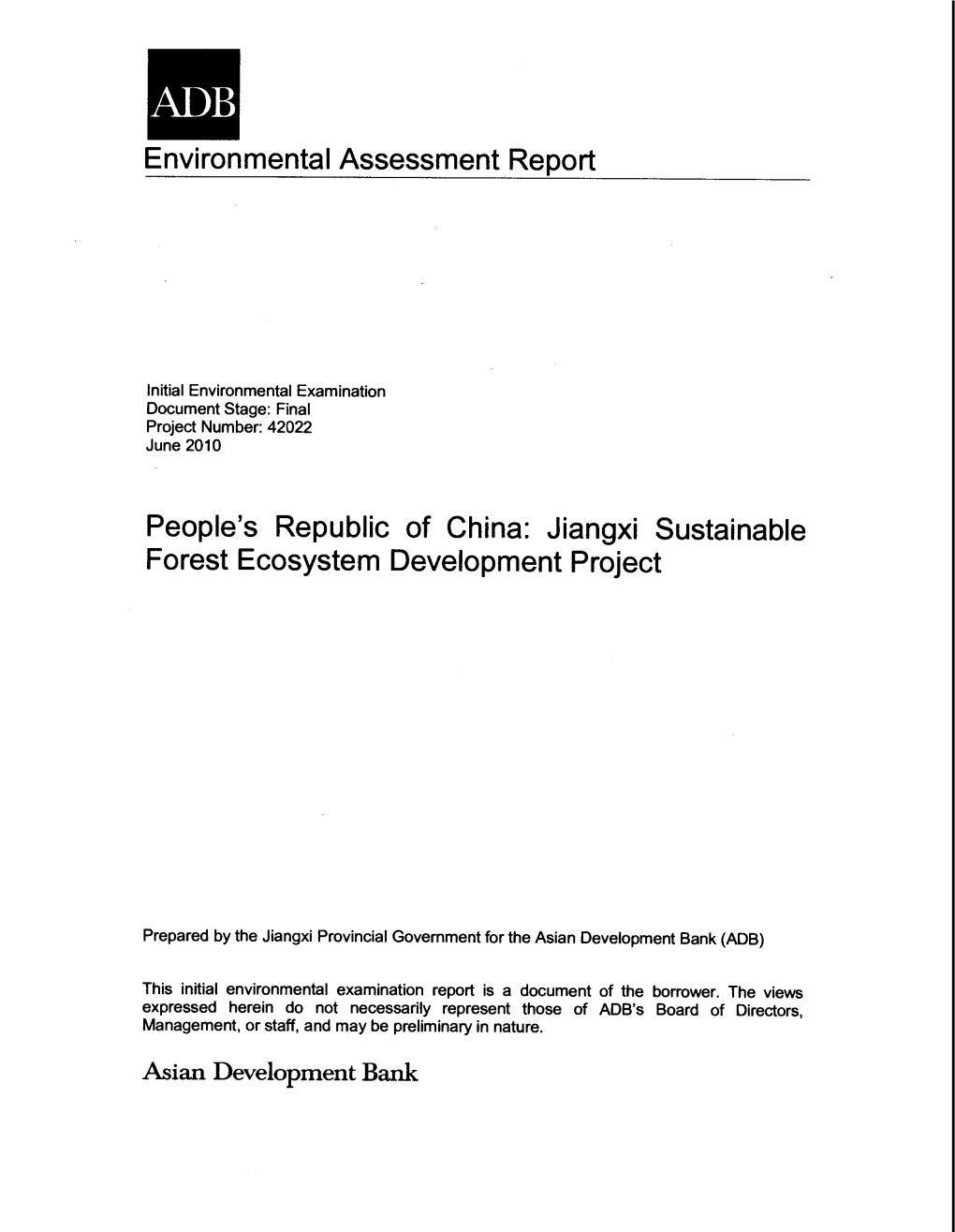 IEE: PRC: Jiangxi Sustainable Forest