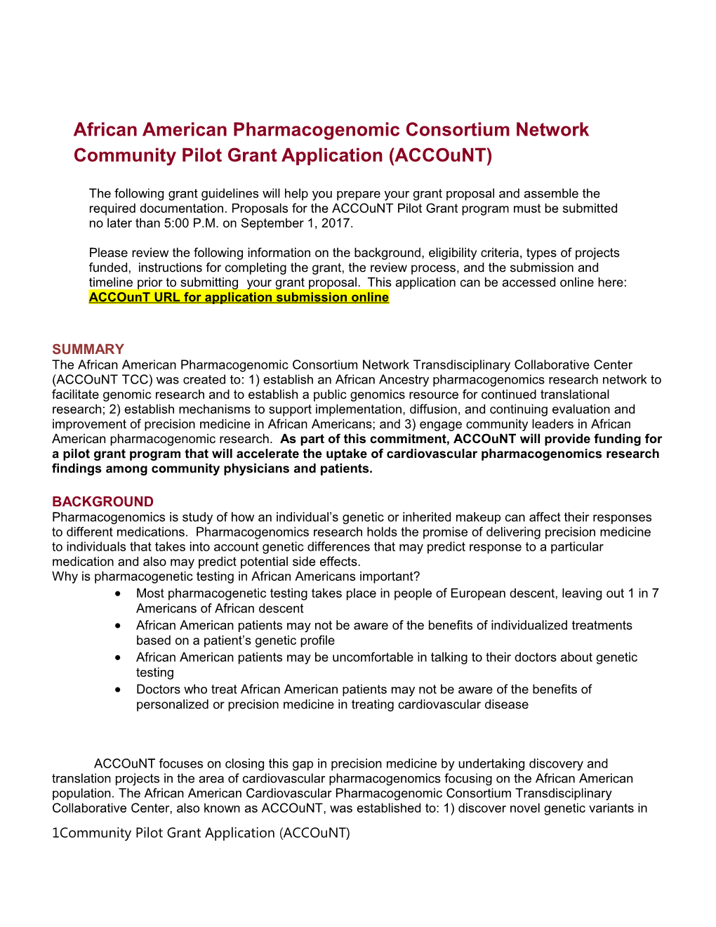 African American Pharmacogenomic Consortium Network