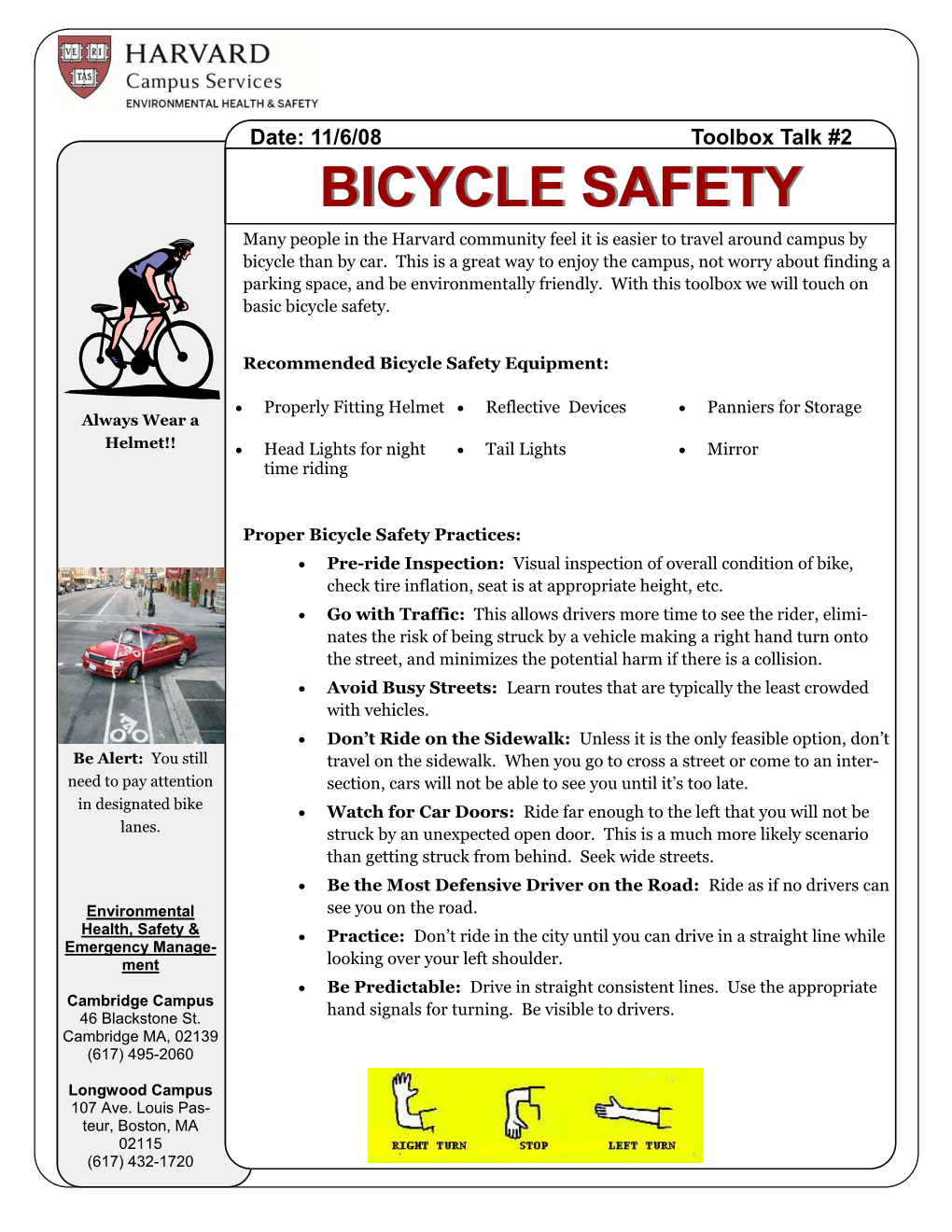 Bicycle Safety Toolbox Talk