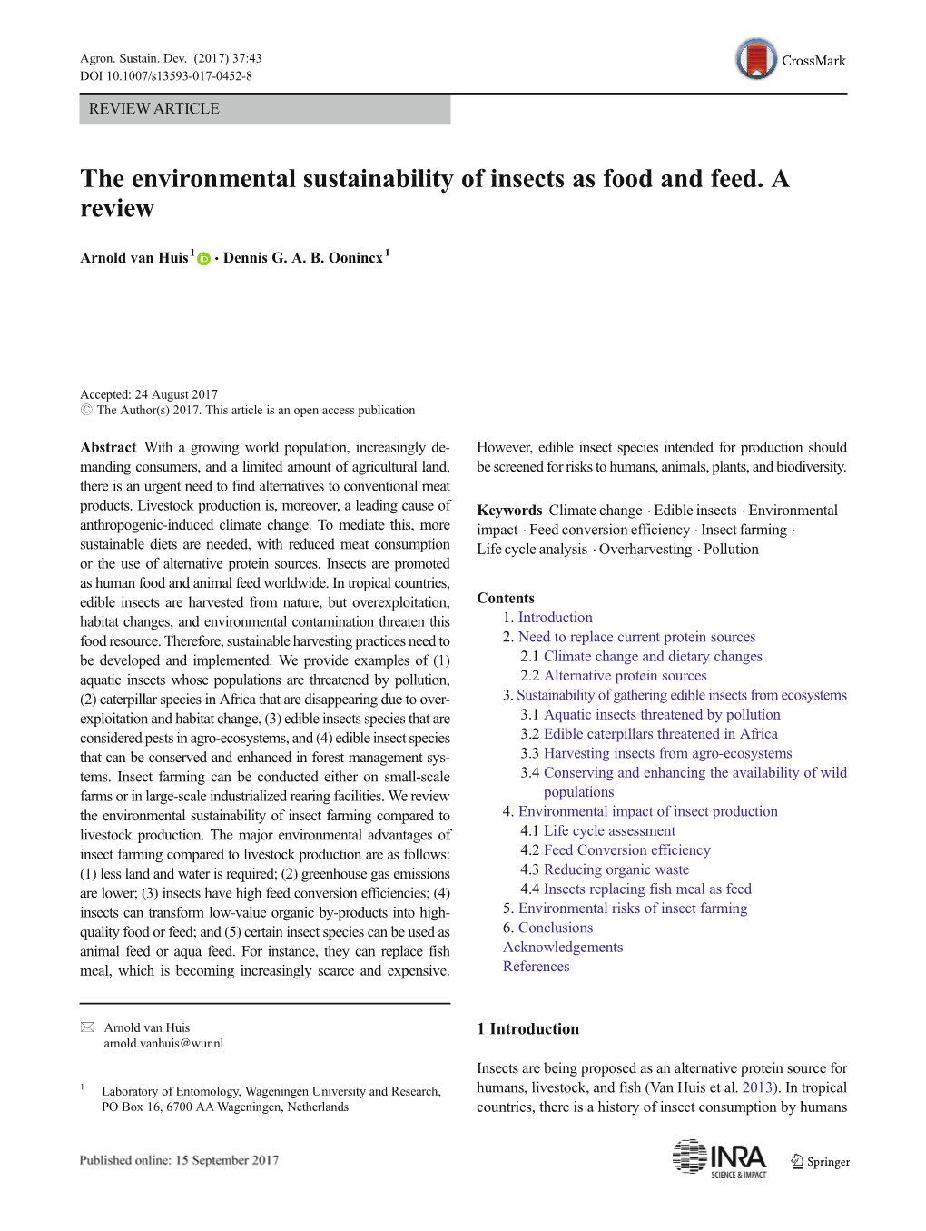 The Environmental Sustainability of Insects As Food and Feed