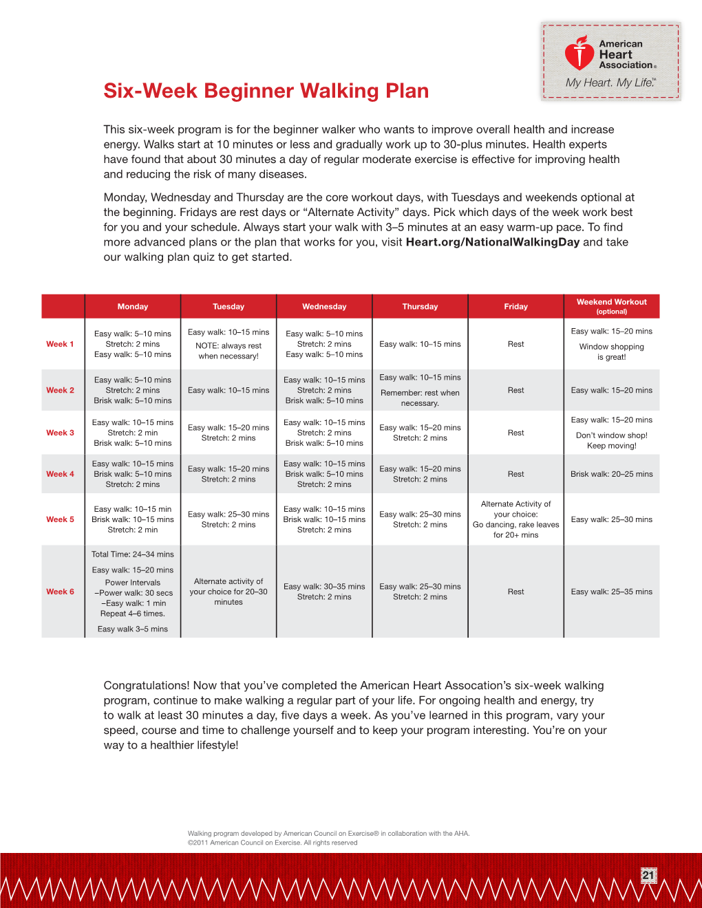 Six-Week Beginner Walking Plan