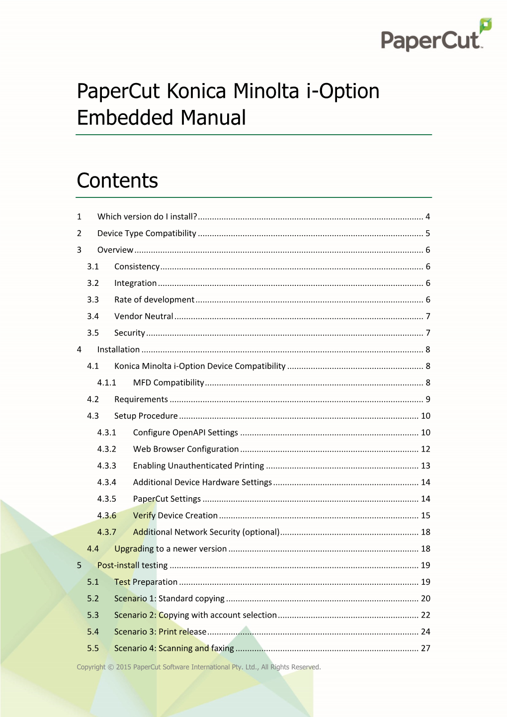 Papercut Konica Minolta I-Option Embedded Manual Contents