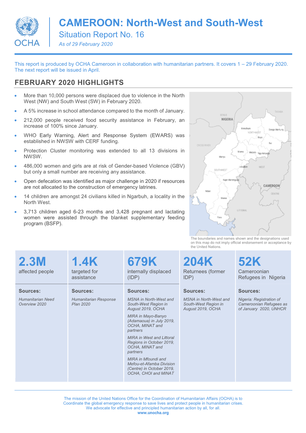 CAMEROON: North-West and South-West Situation Report No