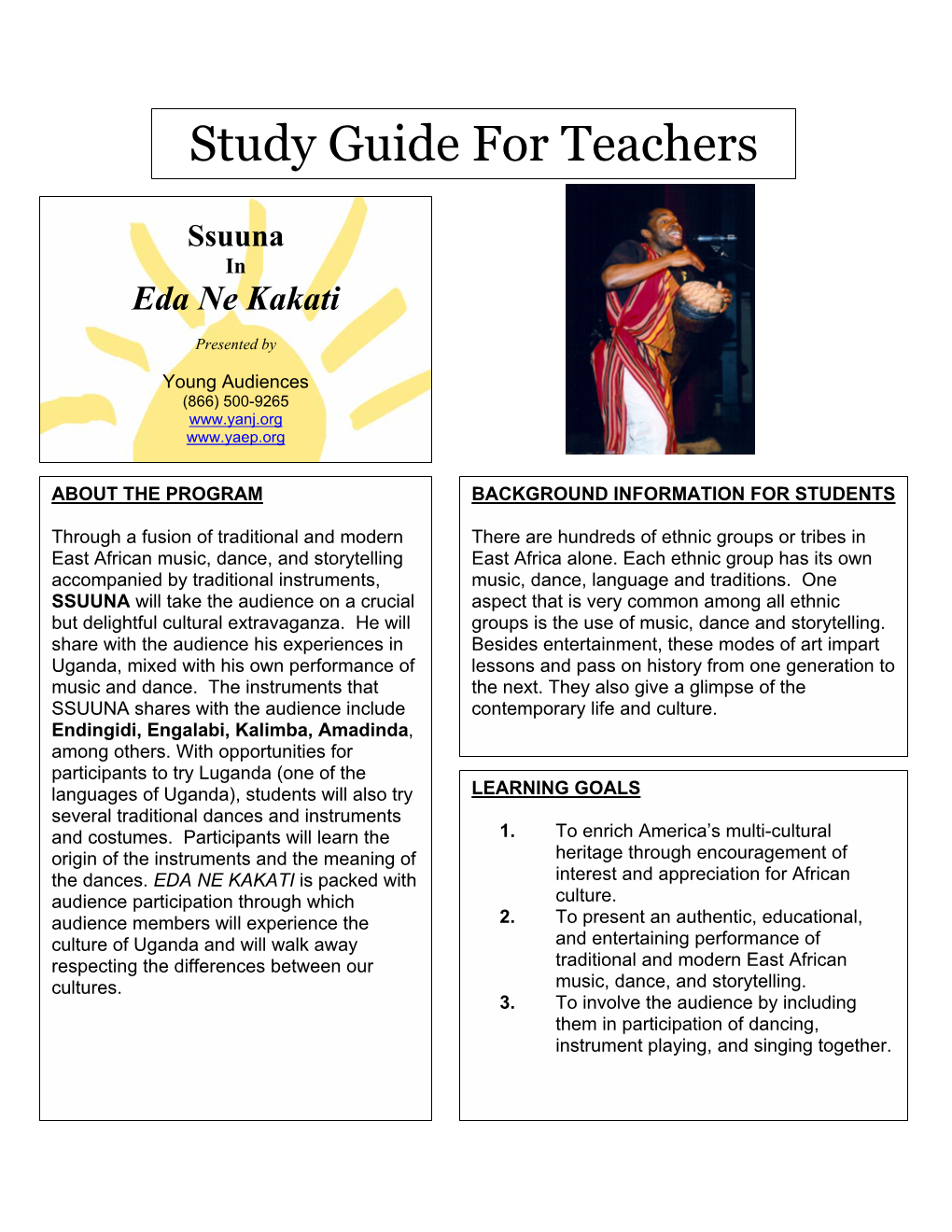 Study Guide for Teachers