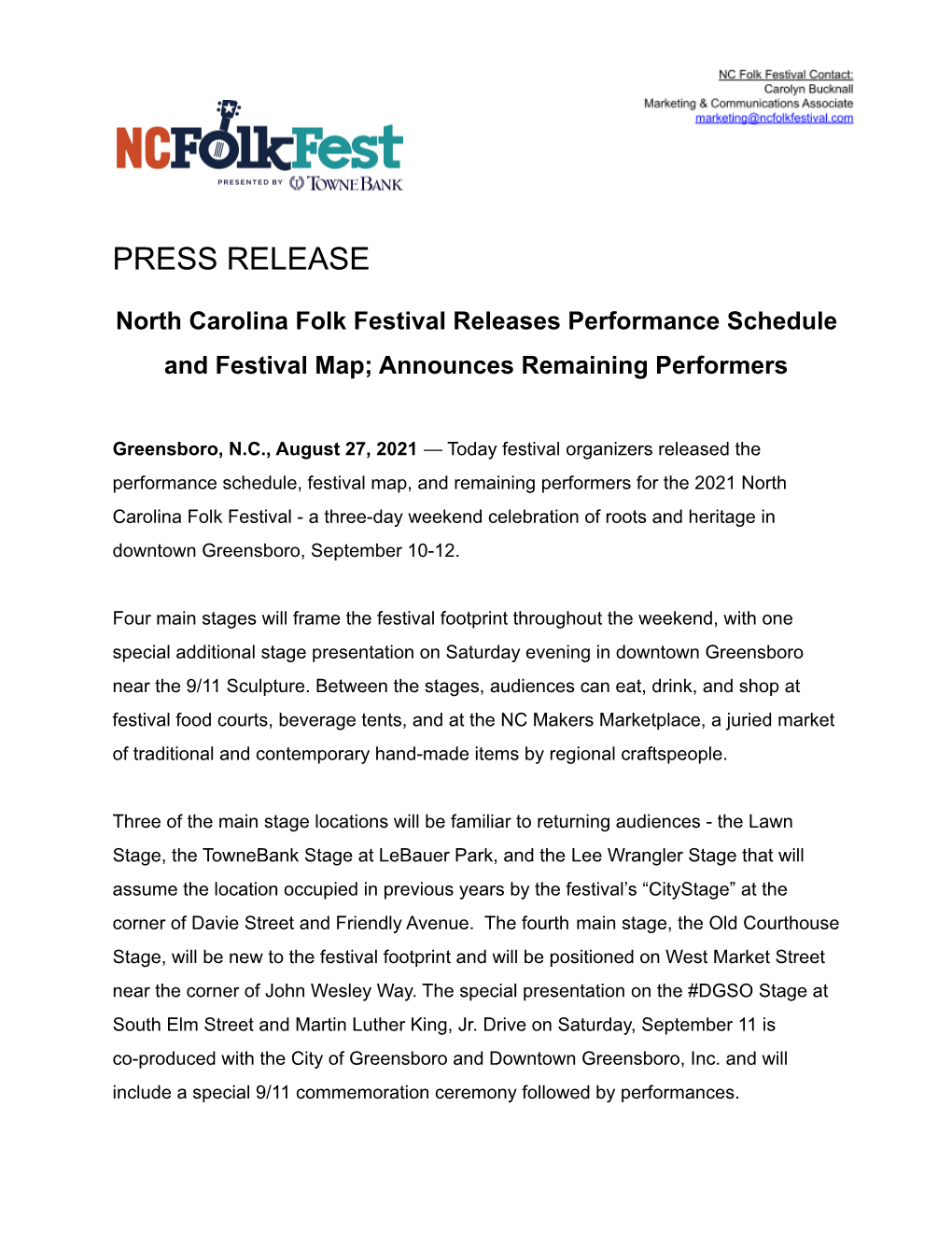 2021-08-27 North Carolina Folk Festival Releases Performance