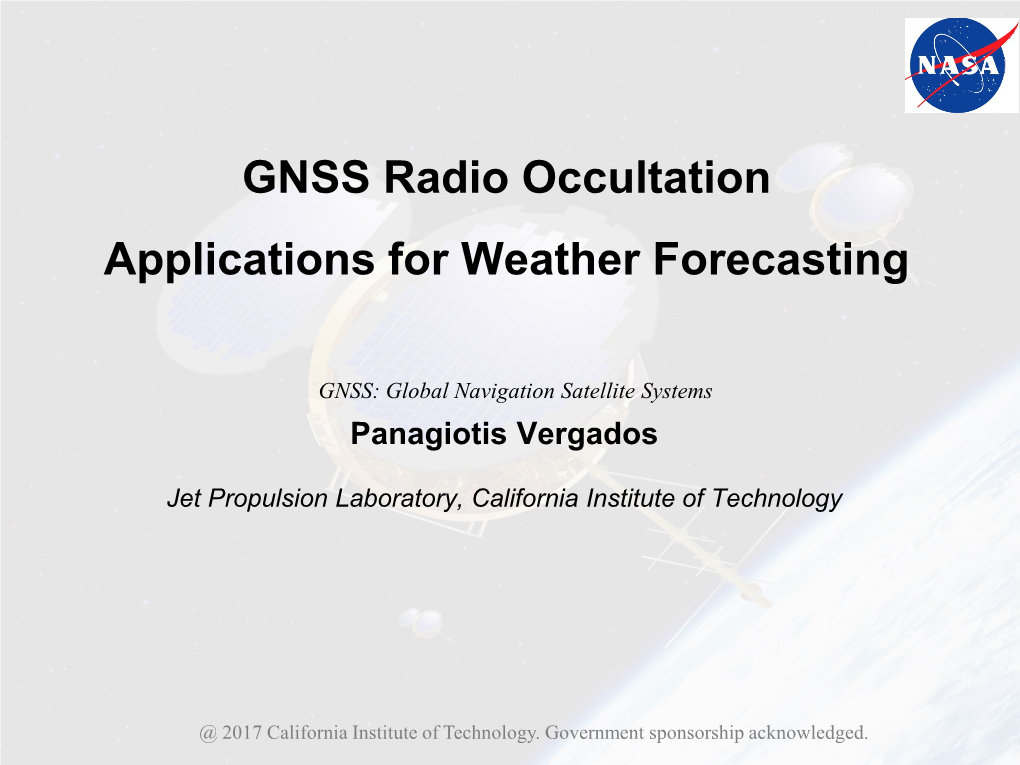 GNSS Radio Occultation Applications for Weather Forecasting