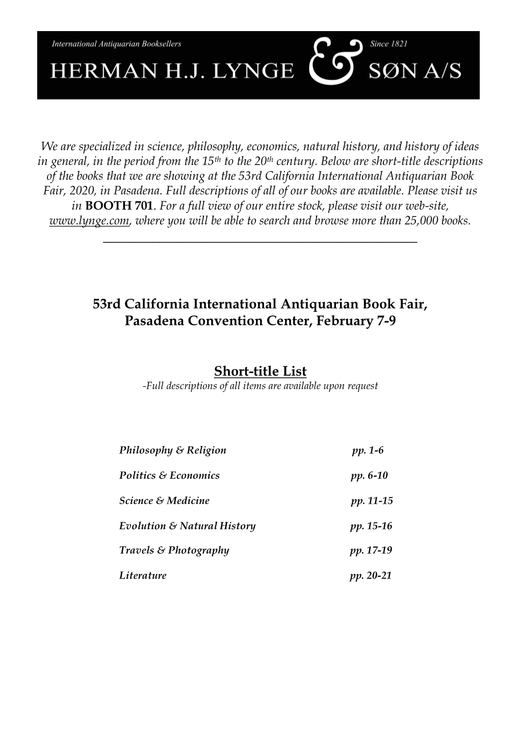 53Rd California International Antiquarian Book Fair, Pasadena Convention Center, February 7-9