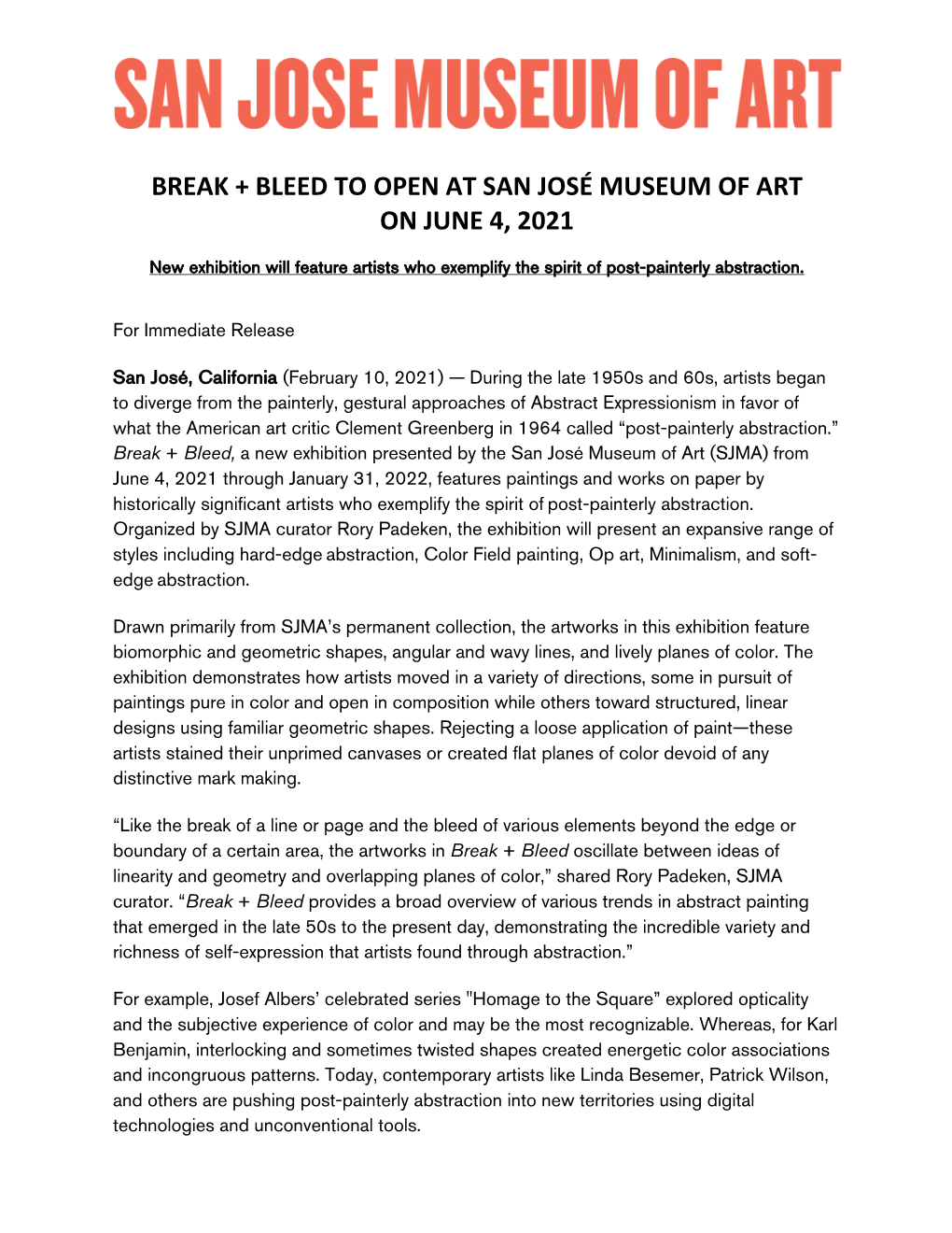 Break + Bleed to Open at San José Museum of Art on June 4, 2021