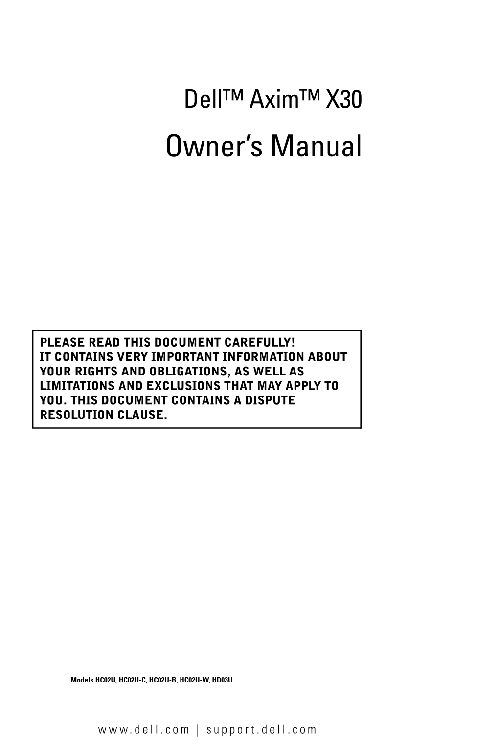 Dell™ Axim™ X30 Owner's Manual