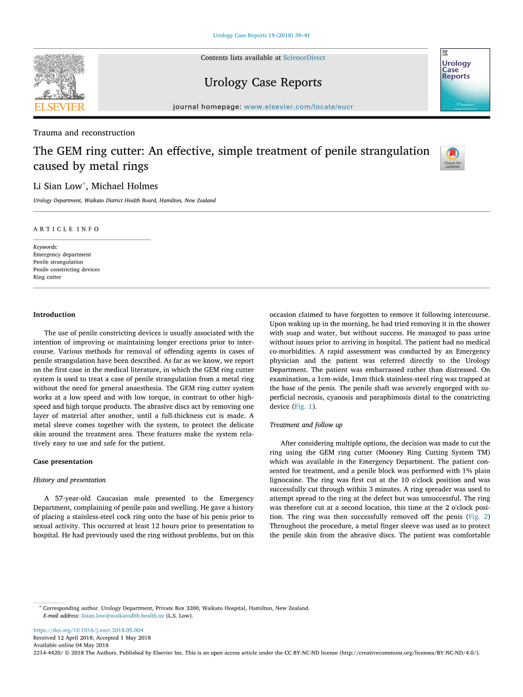 Urology Case Reports the GEM Ring Cutter