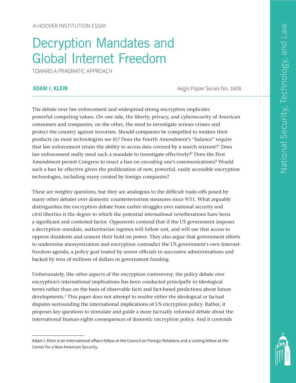 Decryption Mandates and Global Internet Freedom 3