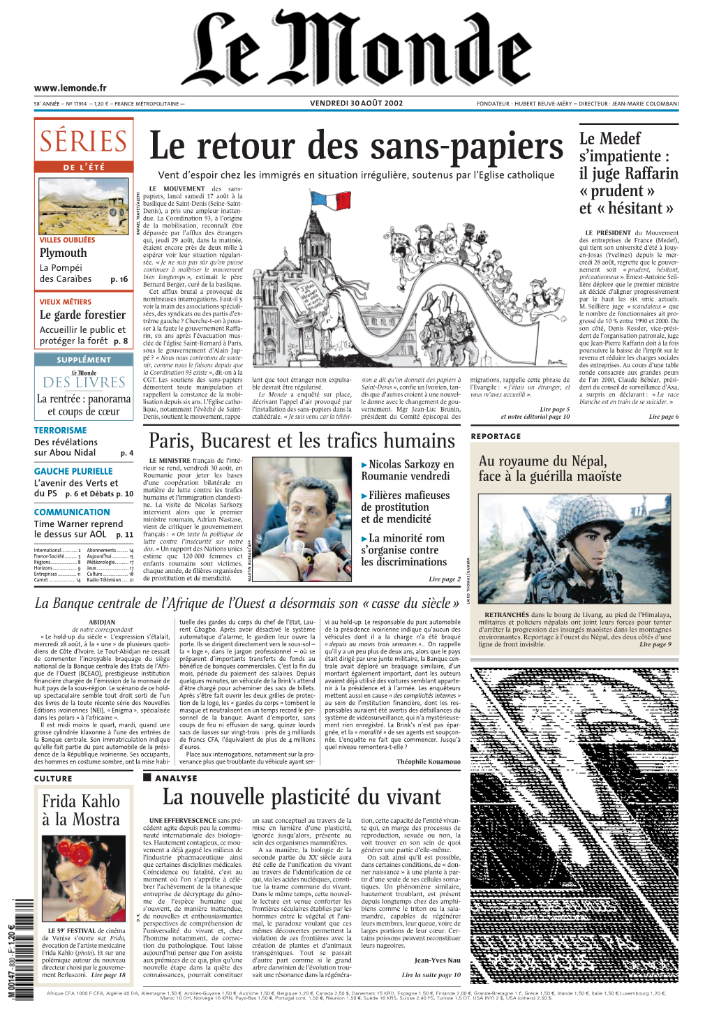 LE MONDE/PAGES&lt;UNE&gt;