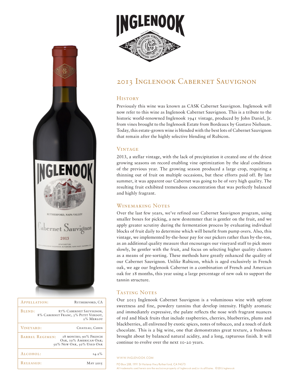 2013 Inglenook Cabernet Sauvignon