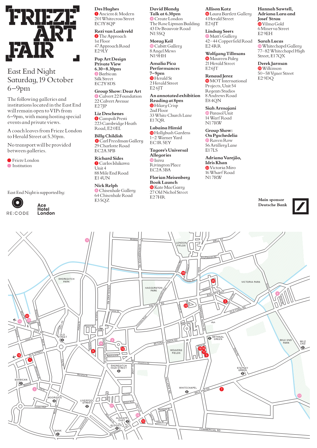 East End Night Saturday, 19 October 6–9Pm