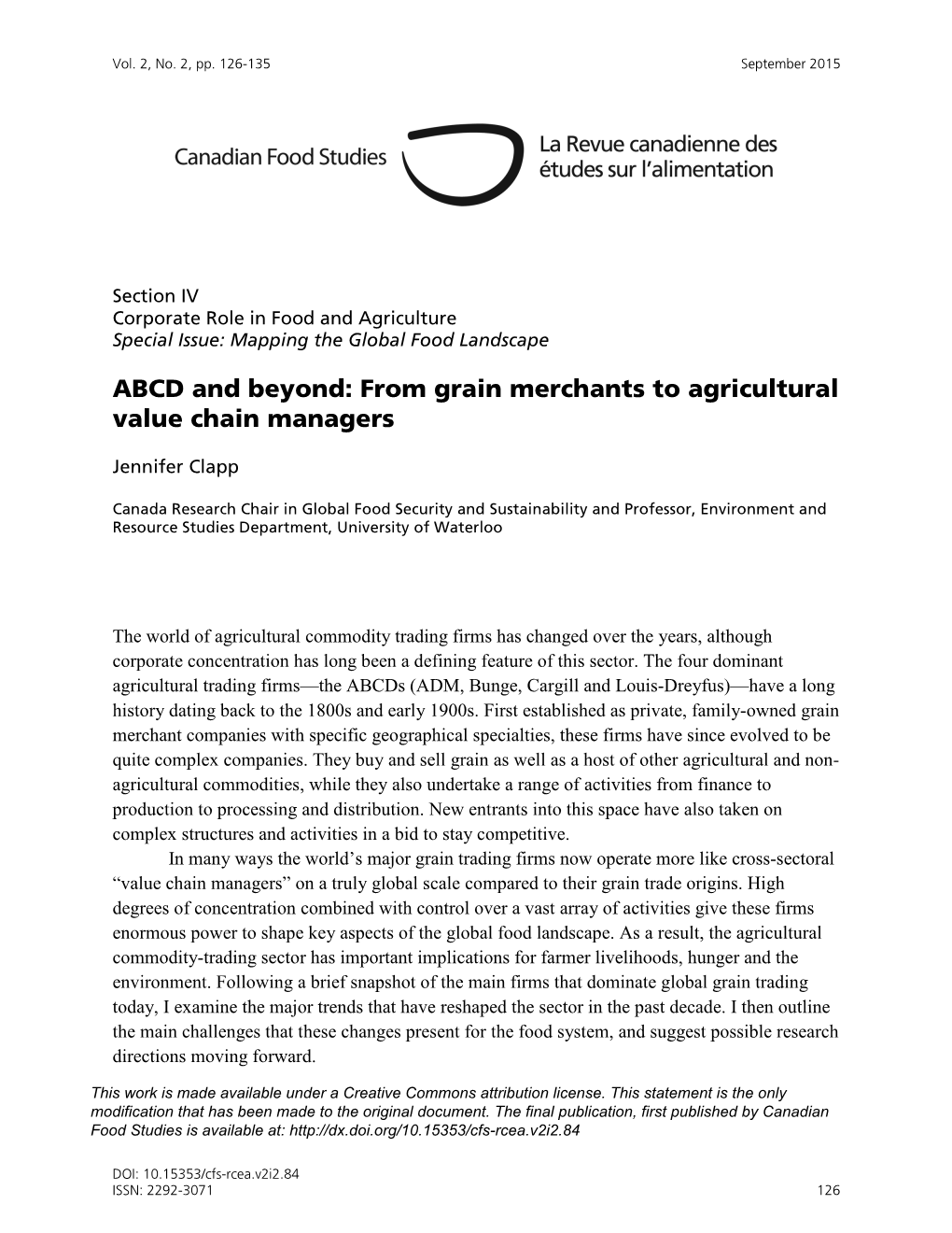 ABCD and Beyond: from Grain Merchants to Agricultural Value Chain Managers