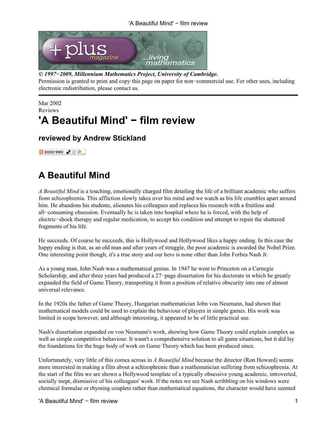 'A Beautiful Mind' − Film Review