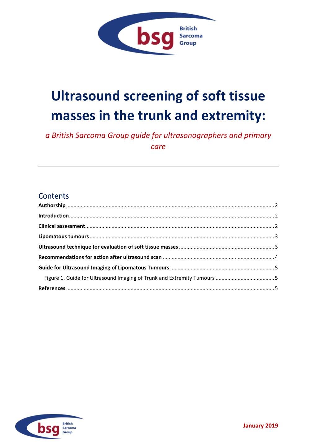 BSG Guidance for Ultrasound Screening of Soft Tissue Masses In