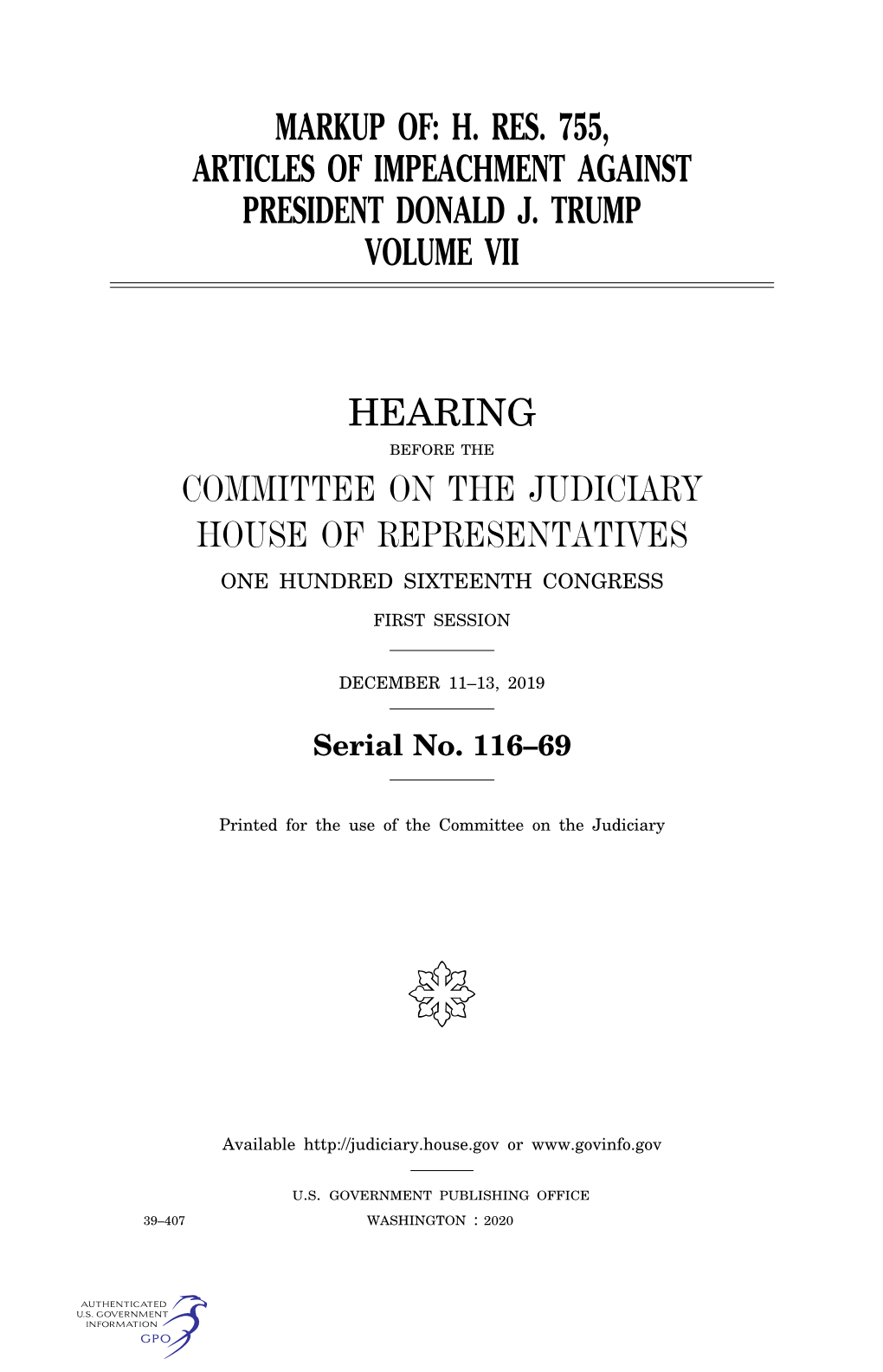 H. Res. 755, Articles of Impeachment Against President Donald J