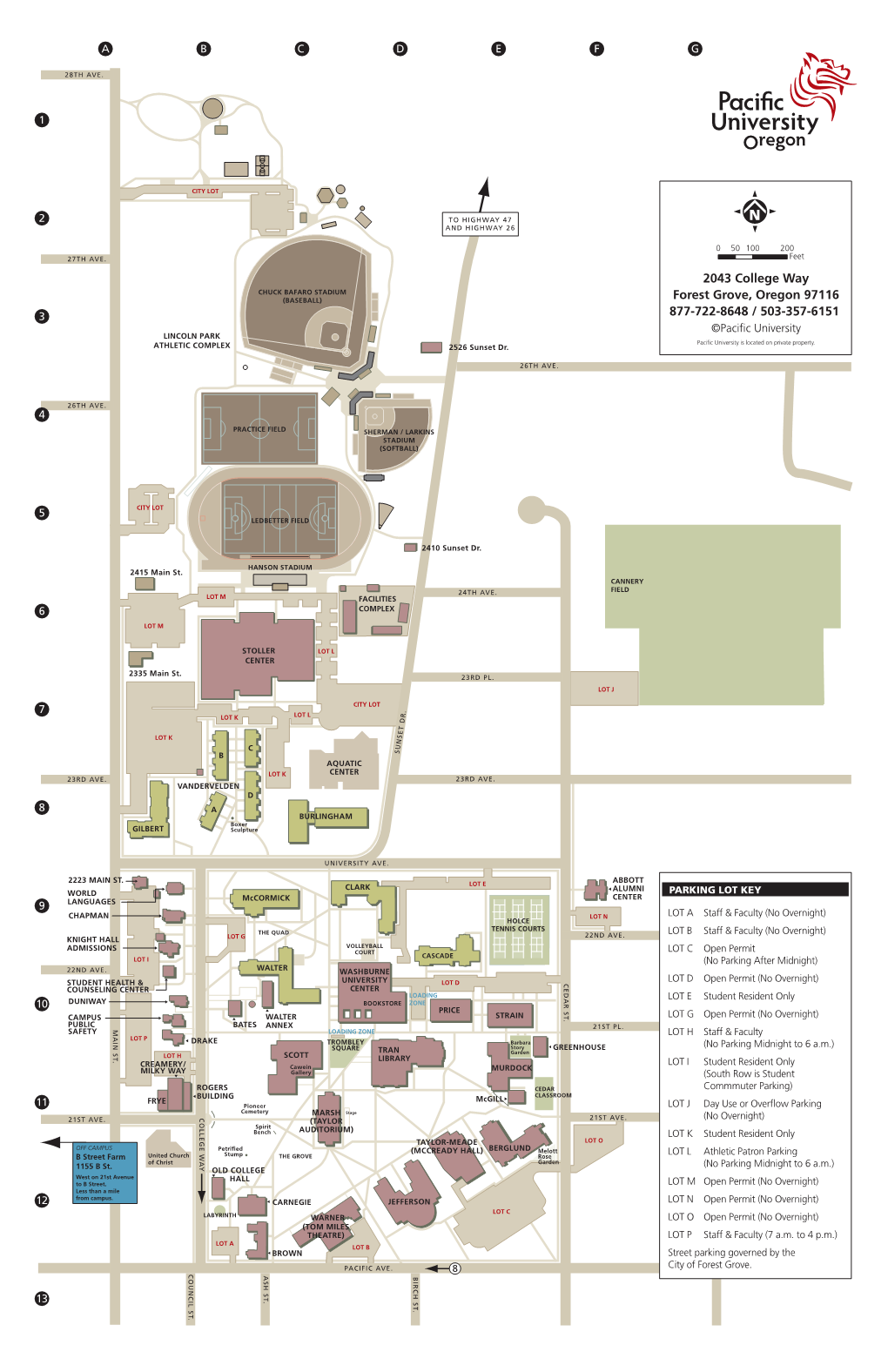 Forest Grove Campus Map Index
