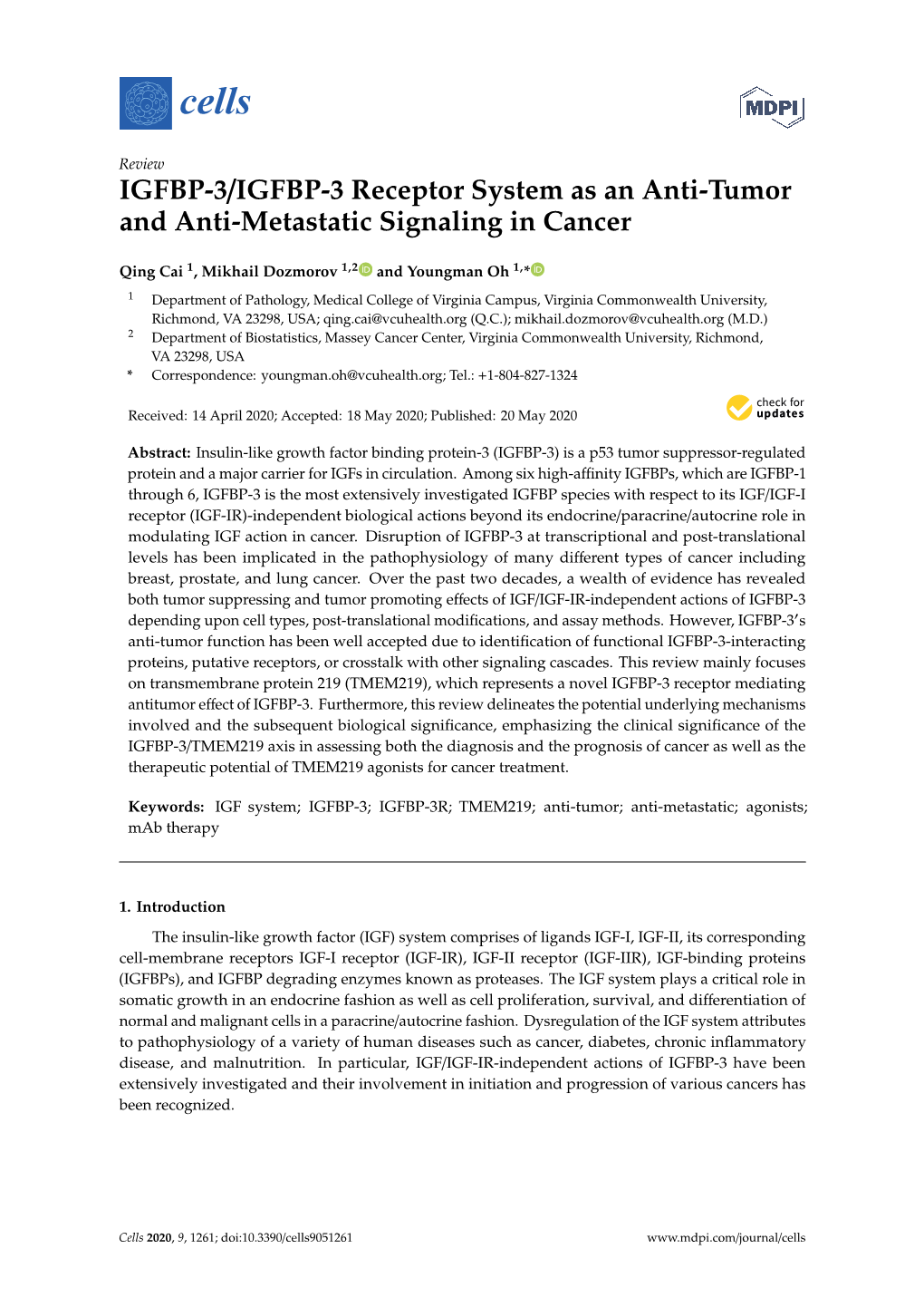 IGFBP-3/IGFBP-3 Receptor System As an Anti-Tumor and Anti-Metastatic Signaling in Cancer