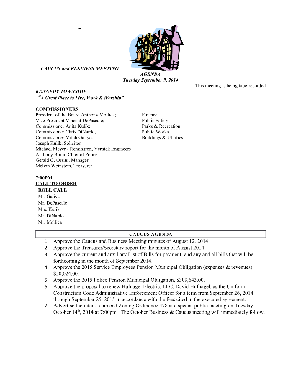 CAUCUS and BUSINESS MEETING AGENDA