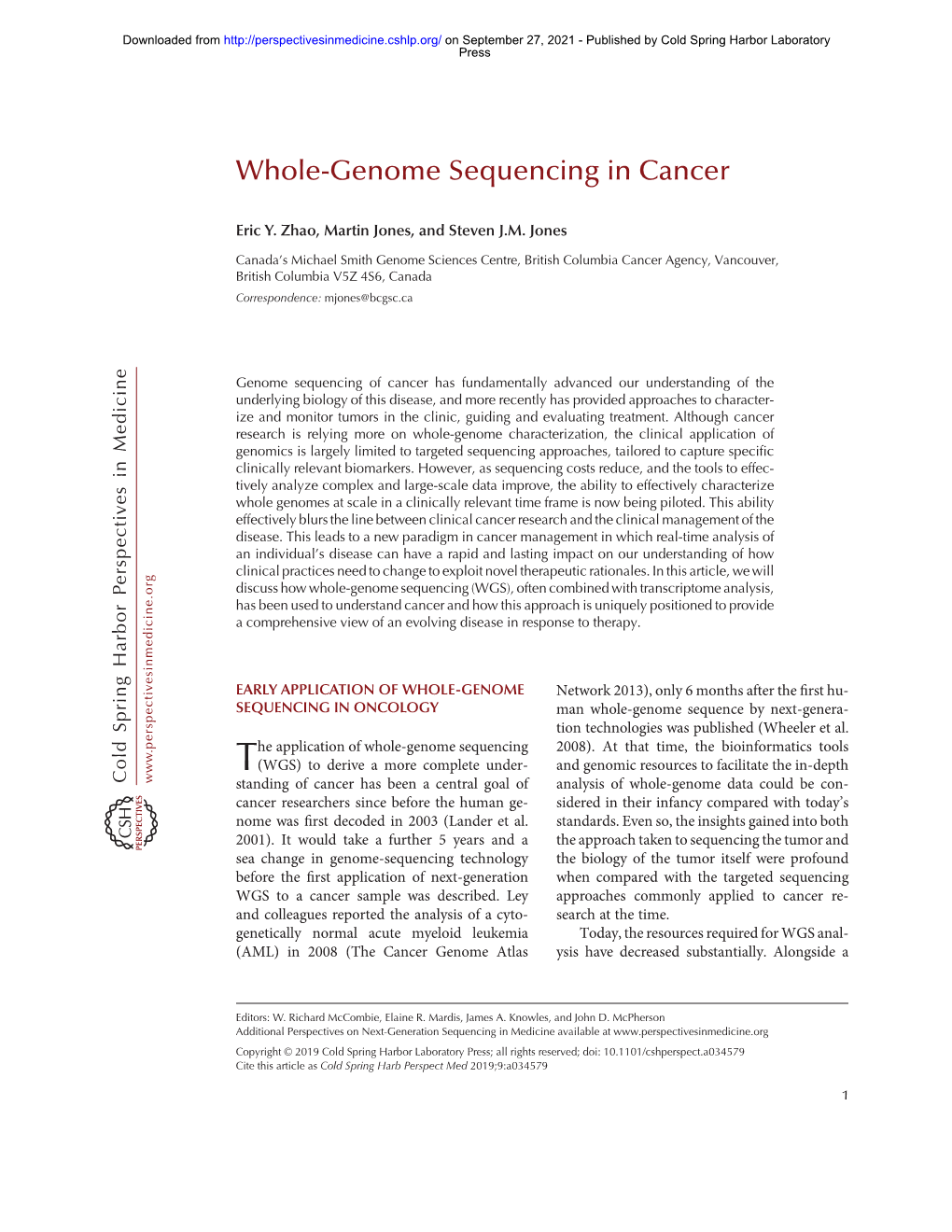 Whole-Genome Sequencing in Cancer