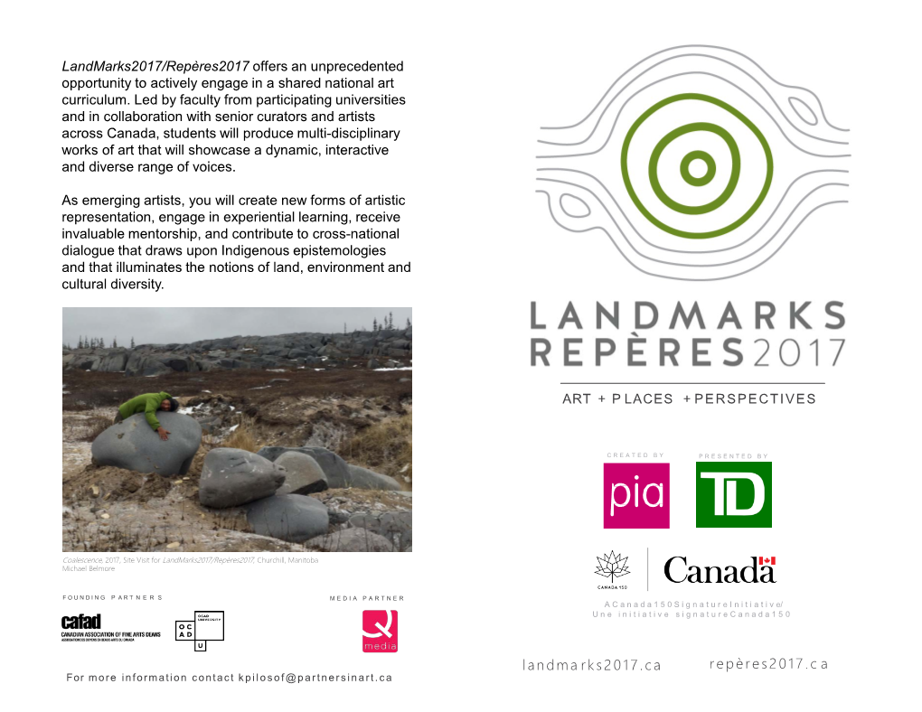Landmarks2017/Repères2017 Offers an Unprecedented Opportunity to Actively Engage in a Shared National Art Curriculum