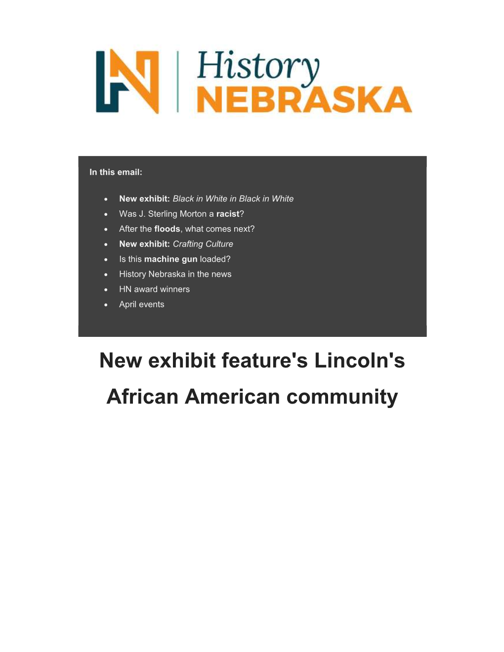 New Exhibit Feature's Lincoln's African American Community