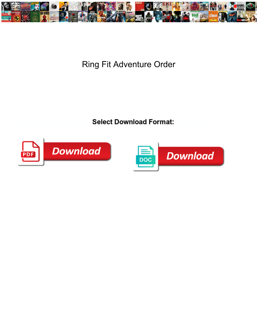 Ring Fit Adventure Order