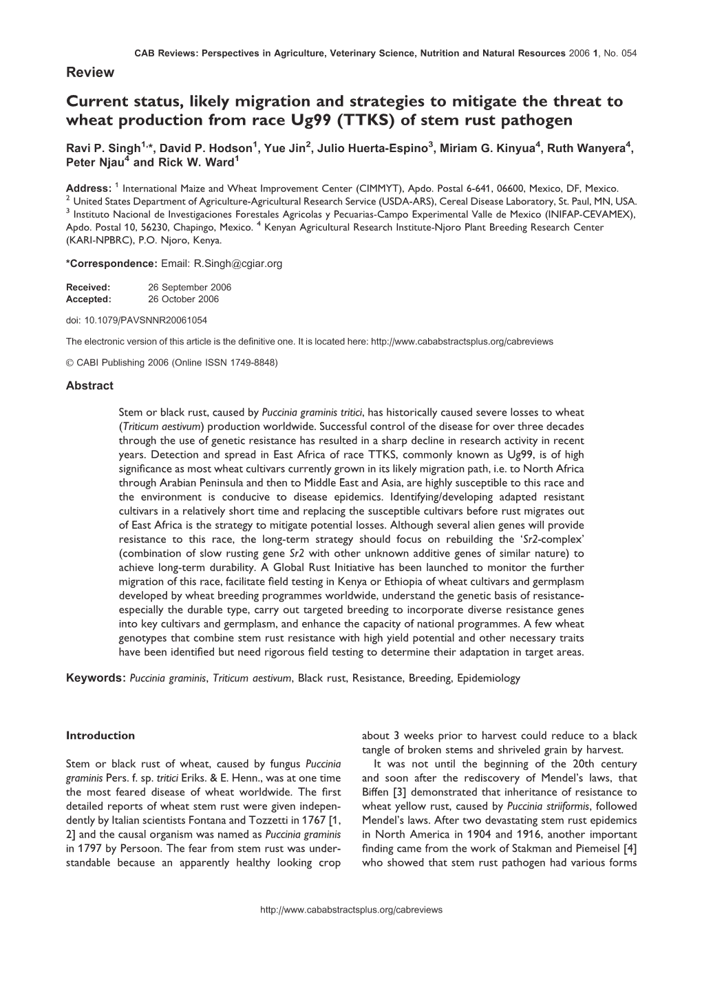 (TTKS) of Stem Rust Pathogen