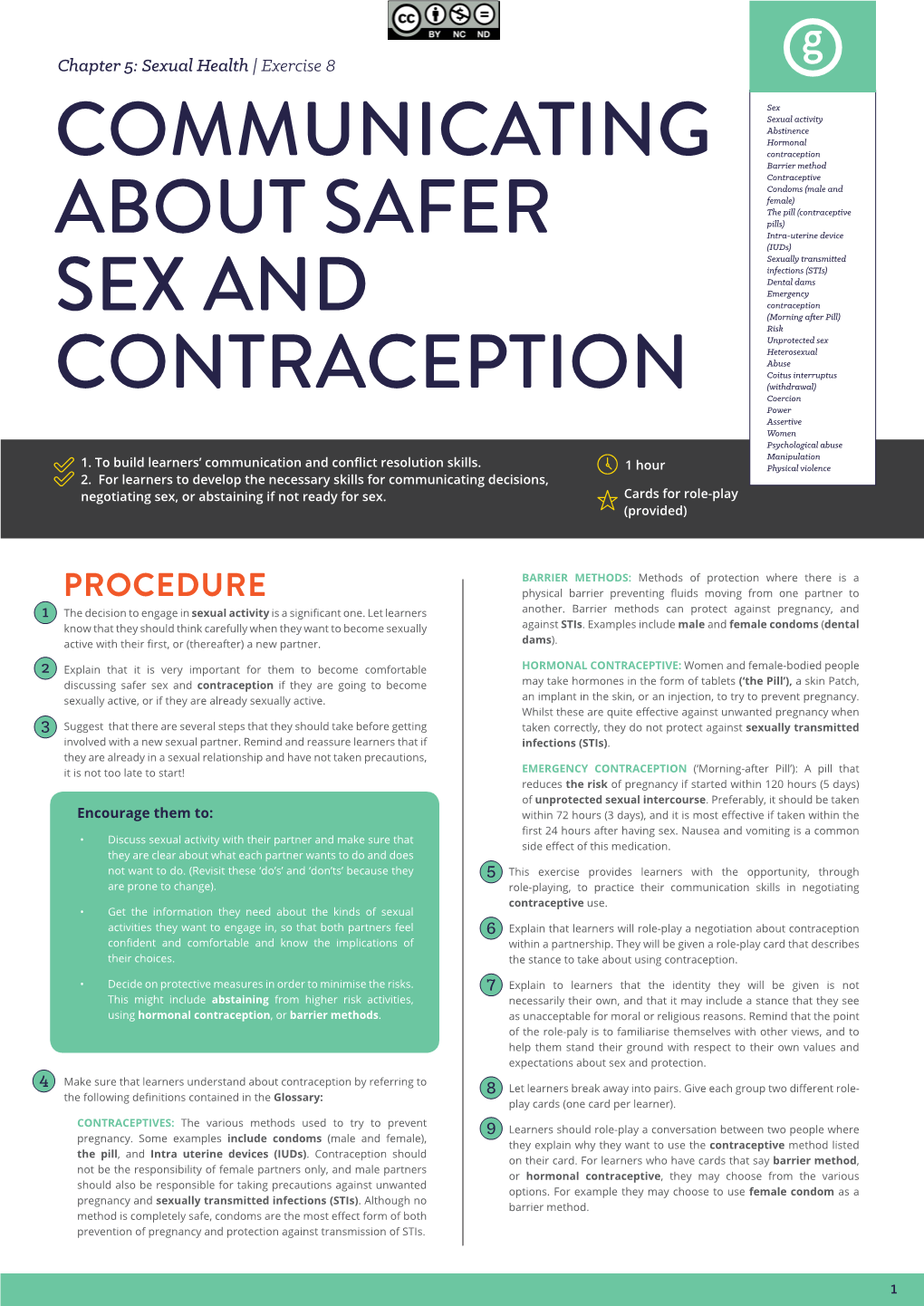 Communicating About Safer Sex and Contraception