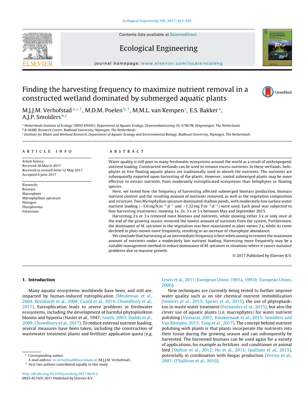 Finding the Harvesting Frequency to Maximize Nutrient Removal in A