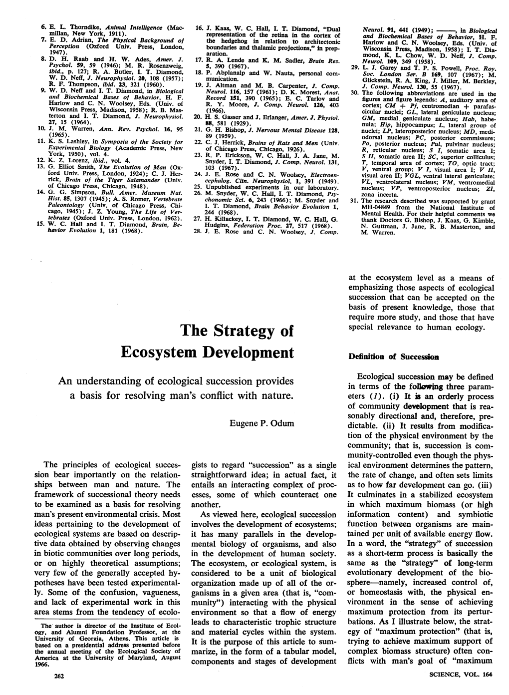 Odum, E.P. 1969. the Strategy of Ecosystem