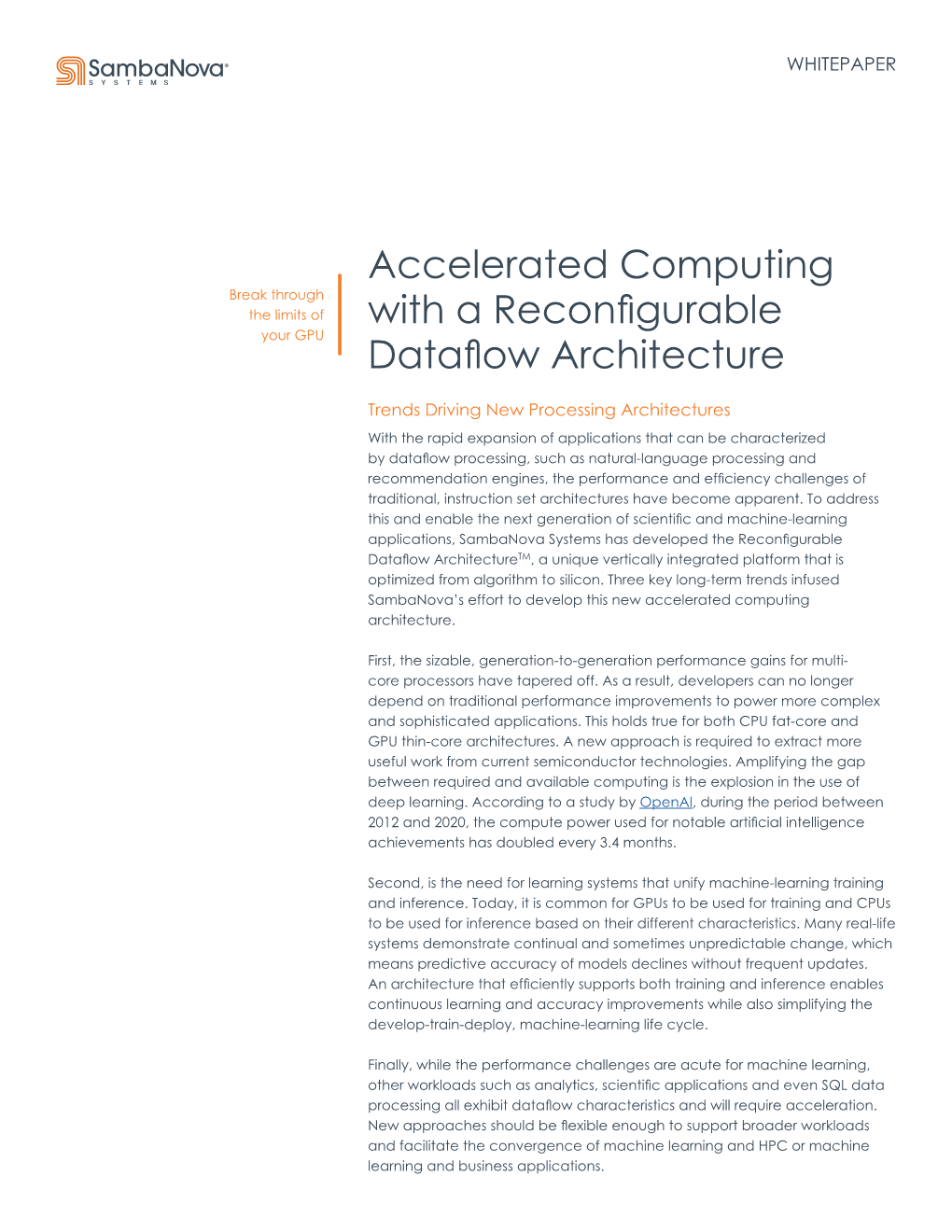 Accelerated Computing with a Reconfigurable Dataflow Architecture