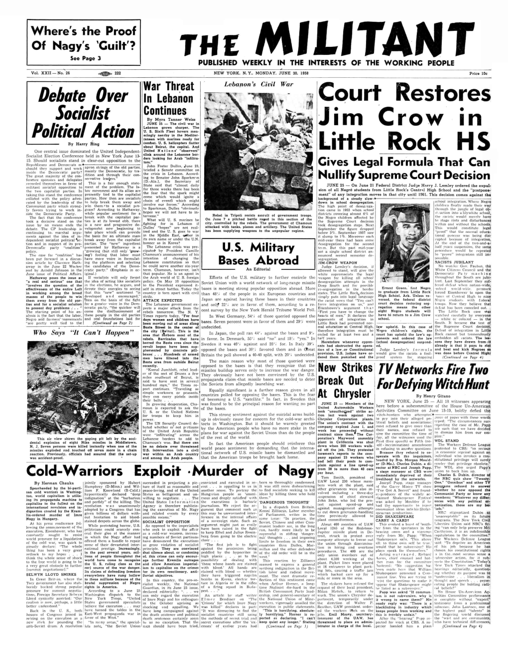 Court Restores Jim Crow in Little Rock HS