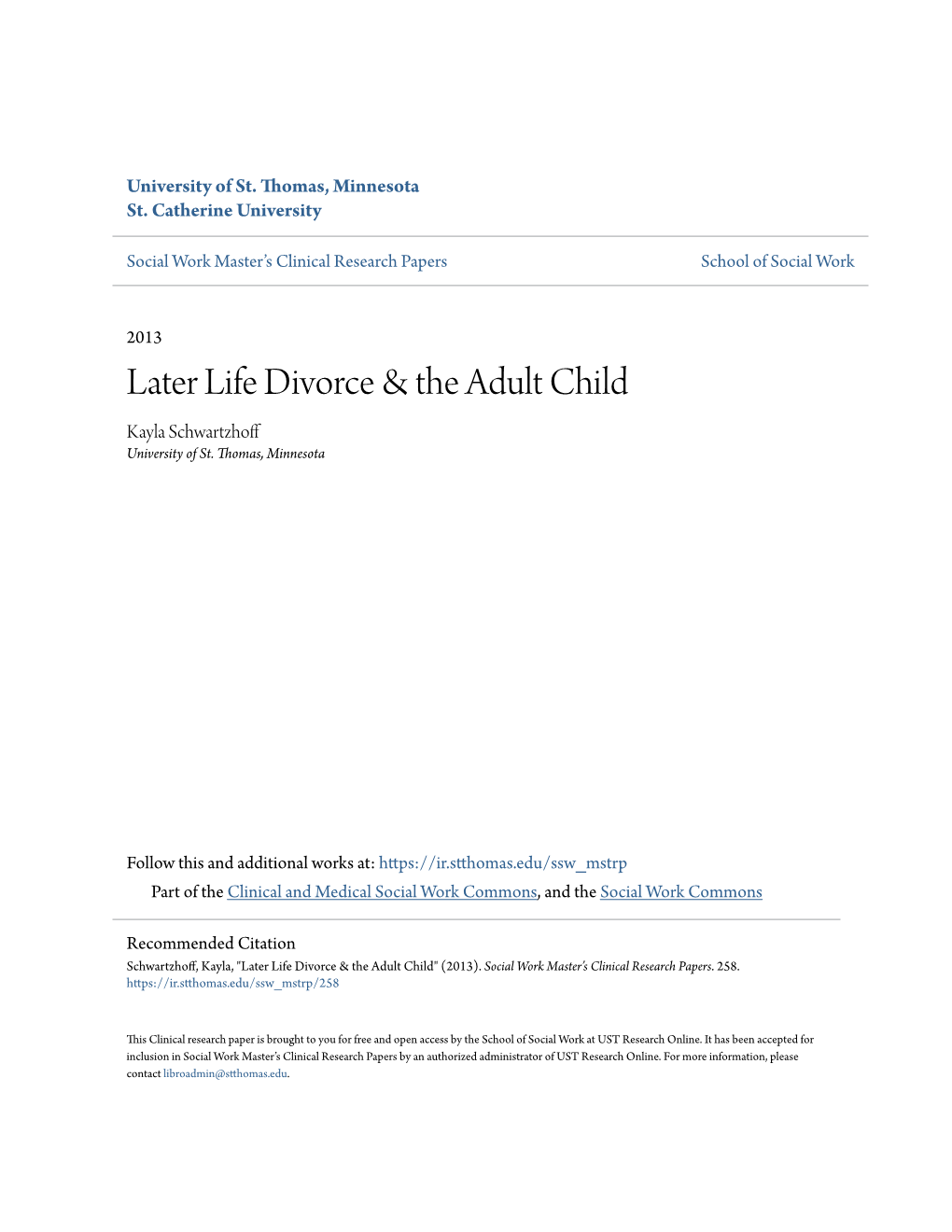 Later Life Divorce & the Adult Child