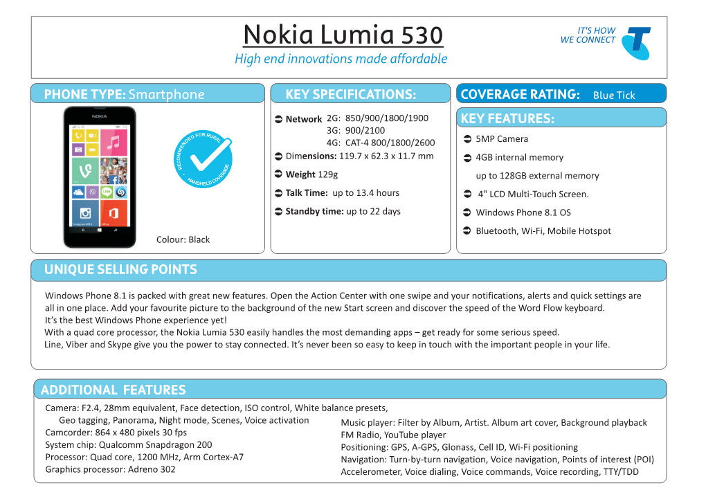 Spec Sheet Lumia 530.Cdr