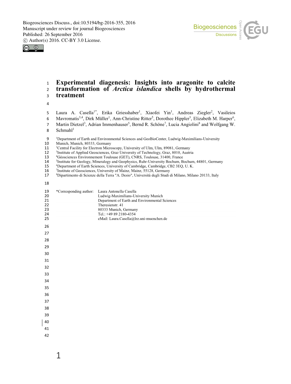 Insights Into Aragonite to Calcite Transformation of Arctica Islandica